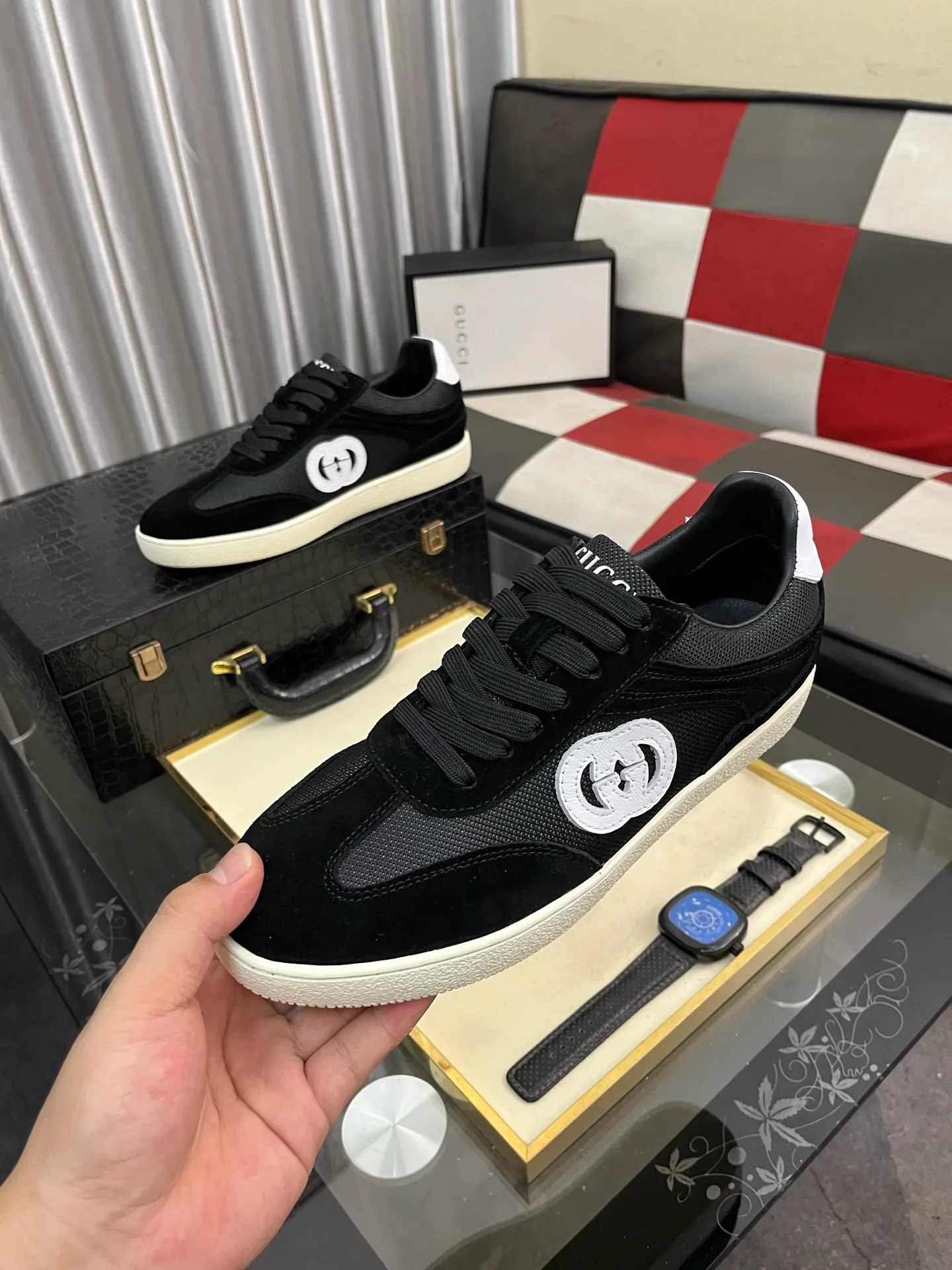 Men's shoes 💰400⌚️⌚️《GUCCI》The latest hot-selling casual shoes, top brand [seduce] luxury~purchase, top~quality. Products sold at the counter [strong] Original embossed calfskin fabric ➕ Comfortable sheepskin lining, code number: 38-443️⃣colors available
